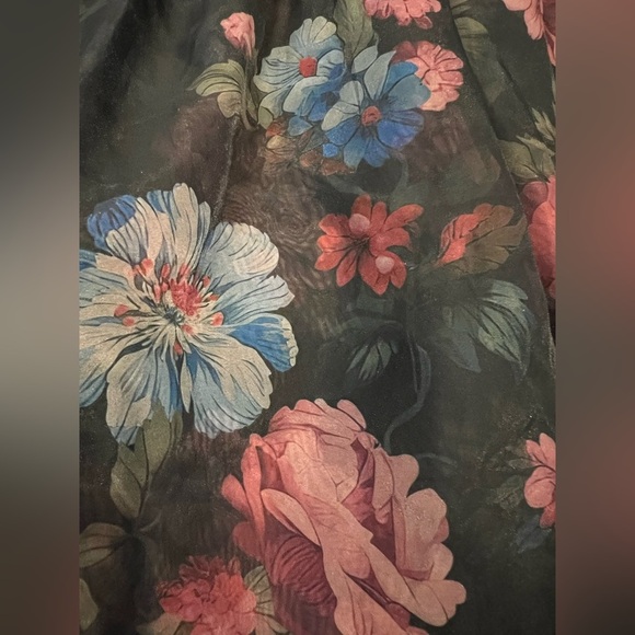 NWT new medium Anthropologie bubble skirt black floral pattern pockets elastic - Picture 10 of 15